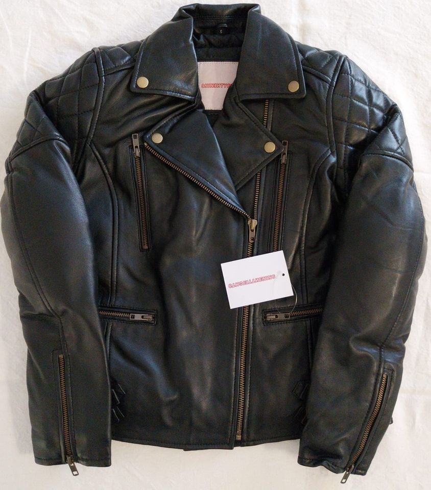 Winter Girls Biker in vera pelle con zip